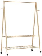 Wieszak na ubrania stojący z półkami i kółkami 132cm M0-D54