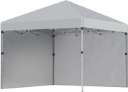 Outsunny Pawilon składany, dwie boczne ściany, torba transportowa, rama stalowa, jasnoszary, 3 x 3 x 2,7 m