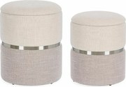 Zestaw 2 beżowo-szarych puf do przechowywania z tkaniny - RADINKA