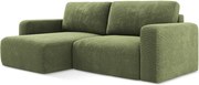 Narożnik lewostronny z funkcją spania - z tkaniny szenilowej - zielony - KONA
