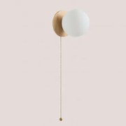 Lampa Ścienna Z Drewna Dębowego Ze Szklaną Kulą Kamp Naturalna - Sklum