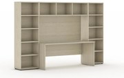 Biblioteka INTEGRO z wbudowanym biurkiem, niska, 2950x700/400x1923 mm, dąb naturalny