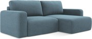 Narożnik prawostronny z funkcją spania - z tkaniny strukturalnej - jasny niebieski - KONA
