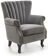 Szary welurowy wygodny fotel wypoczynkowy T7-M98