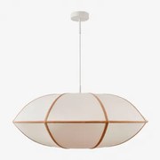 Lampa Sufitowa Wisząca Z Lnu Patraix Biała & Pszeniczny Brąz Ø70 Cm - ↑25 Cm Patraix - Sklum