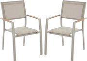 Zestaw 2 sztaplowanych krzeseł ogrodowych  z aluminium i textilenu - Taupe - MACILA marki MYLIA