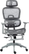 HOMCOM Krzesło biurowe, Ergonomiczne krzesło do biurka z tapicerką z siatki, regulowane, na kółkach, z podłokietnikami, zagłówkiem, Szary