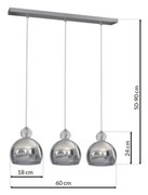 Lampa Wisząca Potrójna Srebrna TOLEDO 3xE27