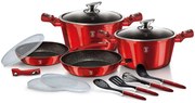 Czerwony zestaw garnków i patelni W4-P12