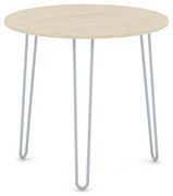 Okrągły stół jadalniany SPIDER, średnica 80 cm, szaro-srebrna podstawa, dąb naturalny