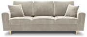 Beżowa aksamitna rozkładana sofa ze schowkiem 235 cm Kyoto – Cosmopolitan Design