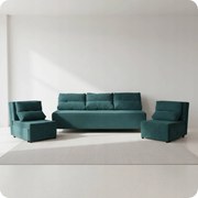 Zestaw KIMO funkcja spania sofa fotele Family Meble zielony Anafi sztruks