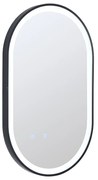 Lustro łazienkowe podświetlane owalne przeciwparowe z czarną ramą 60 x 90 cm - ALARICO