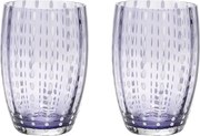 Szklanka Zafferano Perle Lavender - dmuchane ustami kolorowe szkło, 32 cl, ręcznie robione - zestaw 2 kieliszków rzemieślniczych do wody lub koktajli