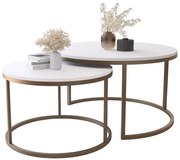 Komplet 2 stolików kawowych biały + złoty S5-S45