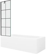Mexen Vega wanna prostokątna 170 x 70 cm z obudową i parawanem 1-skrzydłowym 60 cm, czarny wzór - 550117077X9506007077