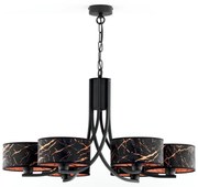 Jupiter 2108- Żyrandol na łańcuchu ARTHUR 6xE27/15W/230V czarny/pomarańczowy/dekor marmuru