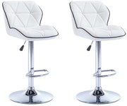 Zestaw 2 stołków barowych CALVIN – skóra syntetyczna – regulacja wysokości – kolor biały