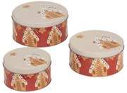 Okrągły pojemnik na ciastka, metal, 3 sztuki