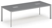 Stół konferencyjny PRIMO INVITATION, 240x120 cm, grafit + 2x port blatowy TYP I, srebrny