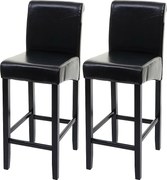 Stołek barowy MCW-C33 (zestaw 2 szt.),  czarny, ciemne nogi, skóra