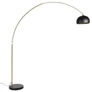 Nowoczesna lampa podłogowa łukowa mosiężna z marmurową podstawą i czarnym kloszem 32,5 cm - XXL