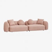 2-częściowa Sofa Modułowa W Tkaninie Coco Szenilowej Kwarc Różowy Chenille - Sklum