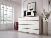 Komoda z 8 szufladami, dąb sonoma / biały mat, 138 x 101 x 39 cm