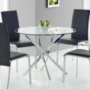 Szklany stół Raymond na srebrnych nogach