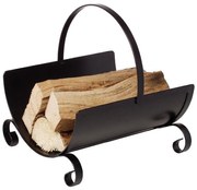 Metalowy kosz na drewno 40x38 cm z uchwytem, czarny