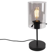 Designerska lampa stołowa czarna z przydymionym szkłem na stojaku - DomeDesignerski Oswietlenie wewnetrzne