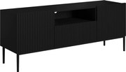 Szafka RTV Nicole 150 cm z szufladą i wnęką - czarny mat / czarne nóżki