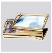 ZESTAW 2x Dekoracyjna taca 40x30/35x25 cm złoty