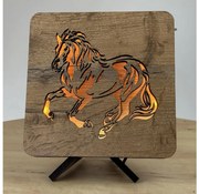 Li-Go 4070/DUB2 - Dekoracyjna lampa stołowa LED/12W/230V 19x19 cm dąb/koń