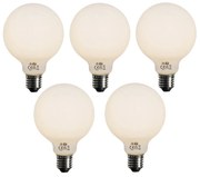 Zestaw 5 Żarówka LED E27 z 3-stopniowym ściemnianiem, opalowe szkło G95, 4W, 450lm, 3000K