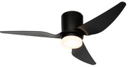 Czarny Wentylator sufitowy z lampą 123 cm z LED, ściemnialny, z pilotem - Patty Nowoczesny Oswietlenie wewnetrzne