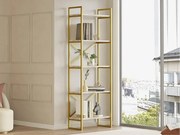 Regał na książki – 58 x 30 x 175 cm – Marmur i złoto – Płyta wiórowa pokryta melaminą w 100%