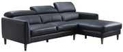 Kanapa narożna prawostronna z czarnej skóry bawolej - SALVI