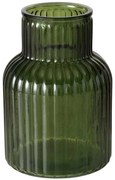 Wazon szklany RELEA, zielony, ryflowane szkło, 20 cm