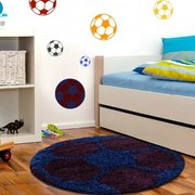 Dywan dziecięcy Shaggy Fun granatowy piłka 120 cm x 120 cm koło