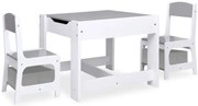 Szary wielofunkcyjny stolik z krzesłami dla dzieci F2-D90