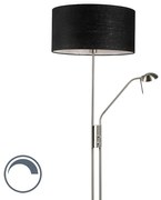 Lampa stojąca ze stali i czarna z regulowanym ramieniem do czytania - Luxor