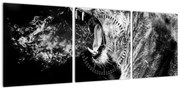 Obraz - Portret lwicy (z zegarem) (90x30 cm)