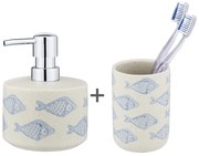 Biało-niebieski ceramiczny zestaw akcesoriów łazienkowych Aquamarin – Wenko