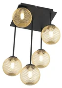 Plafon / Lampy sufitowe art deco czarny klosz złoty 5-źródeł światła - Athens Wire Rustykalny / Vintage Oswietlenie wewnetrzne