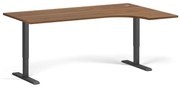 Narożne biurko z regulacją wysokości, 180x120 cm, 2 silniki, L/P, czarna podstawa, orzech