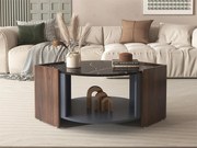 Stolik kawowy z 2 półkami, płyta wiórowa, styl nowoczesny, czarny i brązowy, 96,5 dł. x 63 szer. x 40 wys. cm