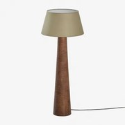 Lampa Podłogowa Z Drewna Mango Malva ↑70 Cm & Sage Green Ø40 Cm Monaco - Sklum