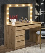 Toaletka z lustrem i oświetleniem LED Hollywood XL, dąb artisan