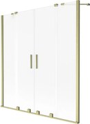 Mexen Velar Duo parawan nawannowy 2-skrzydłowy rozsuwany 140 x 150 cm, szron, złoty szczotkowany - 896-140-000-32-55